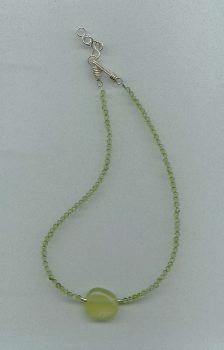 parrot green chaledony on peridot strand